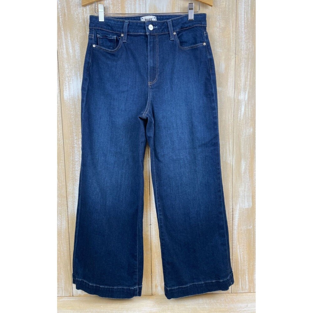 Paige Women's Anessa Wide Leg Jeans Size 30 Dark Wash Denim Stretch